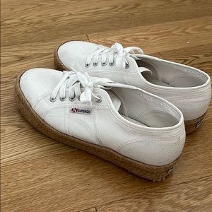 White Canvas Superga Sneakers with platform